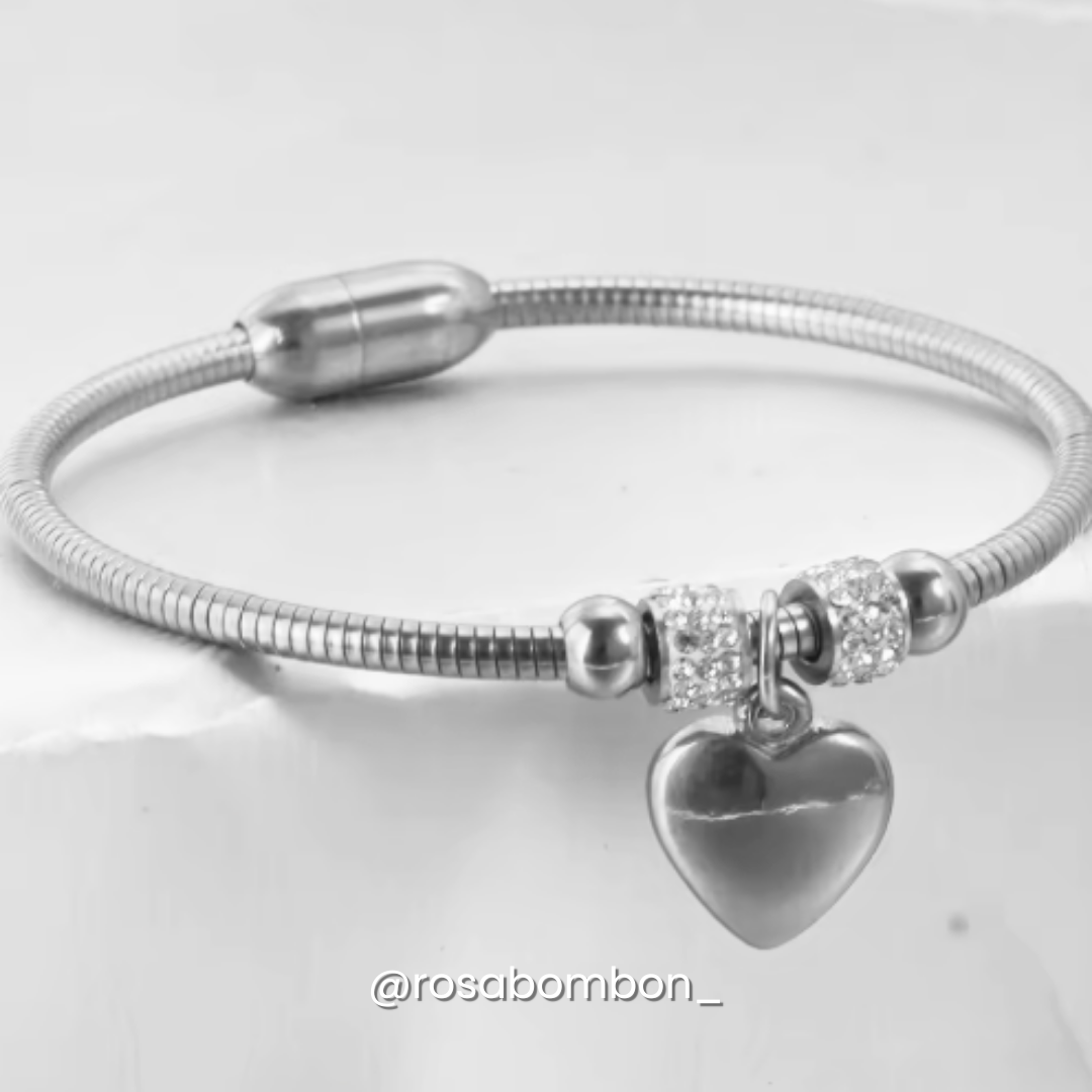 Brazalete Plateado Charms + Zirconias