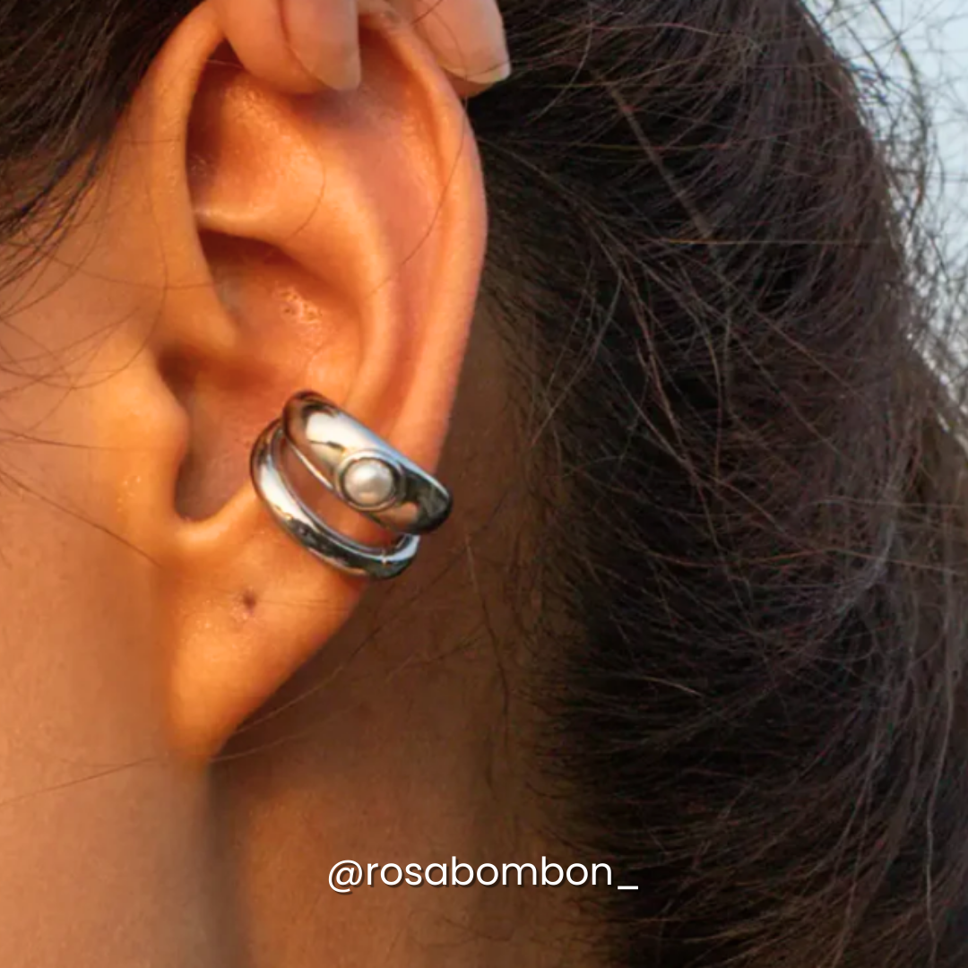 Aretes Plata Doble Perlas