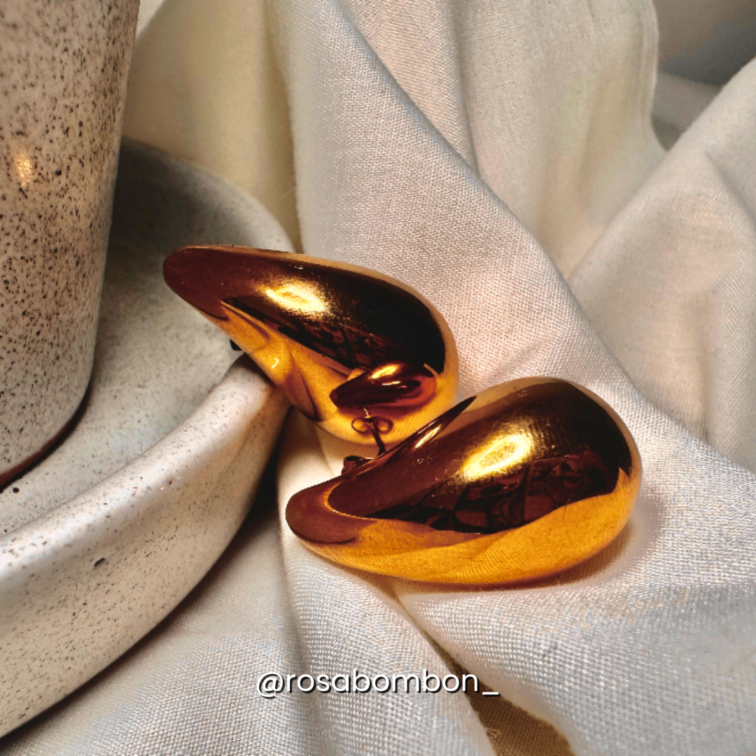 Aretes Dorado Gota de Agua