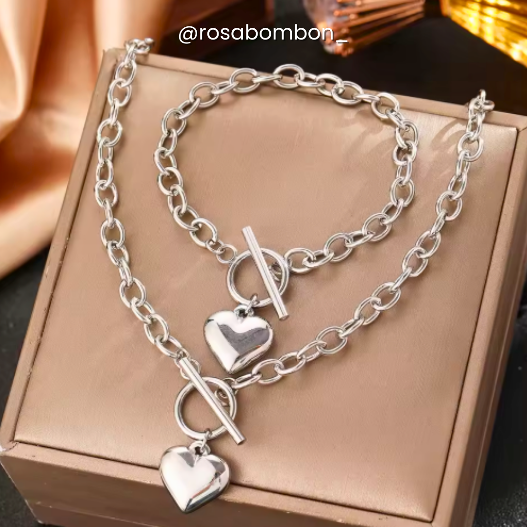 Set Plata Corazones
