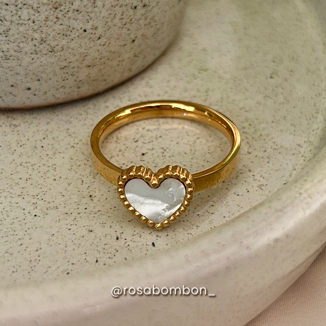 Anillo corazón blanco #8