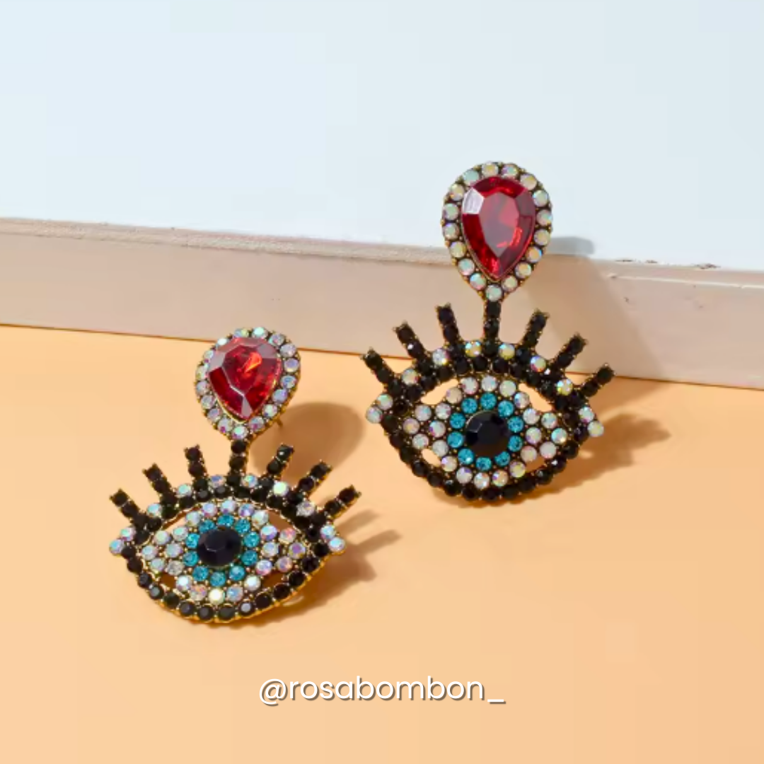 Aretes Rojo & Ojo Turco