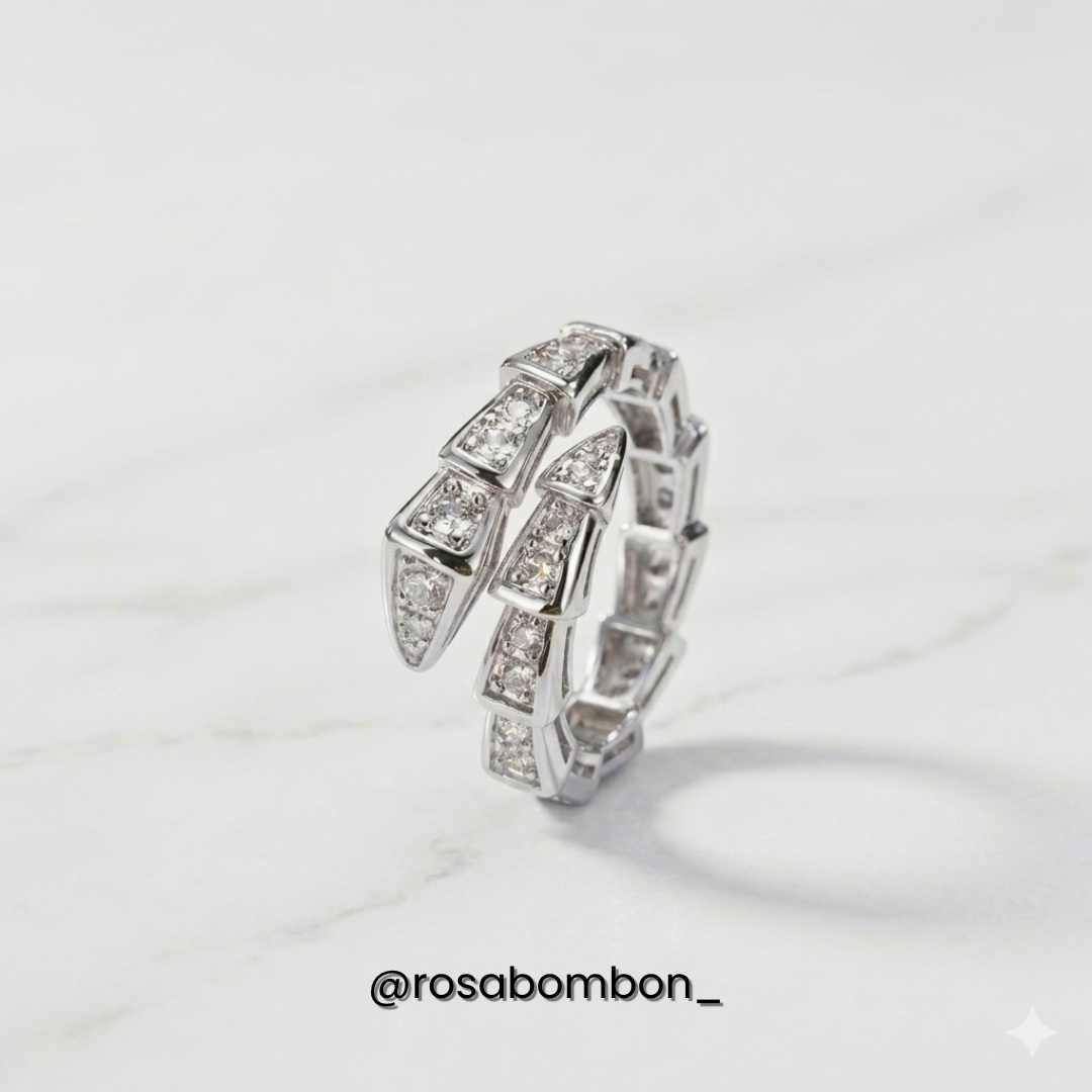 Anillo Snake con Zirconia Plateado