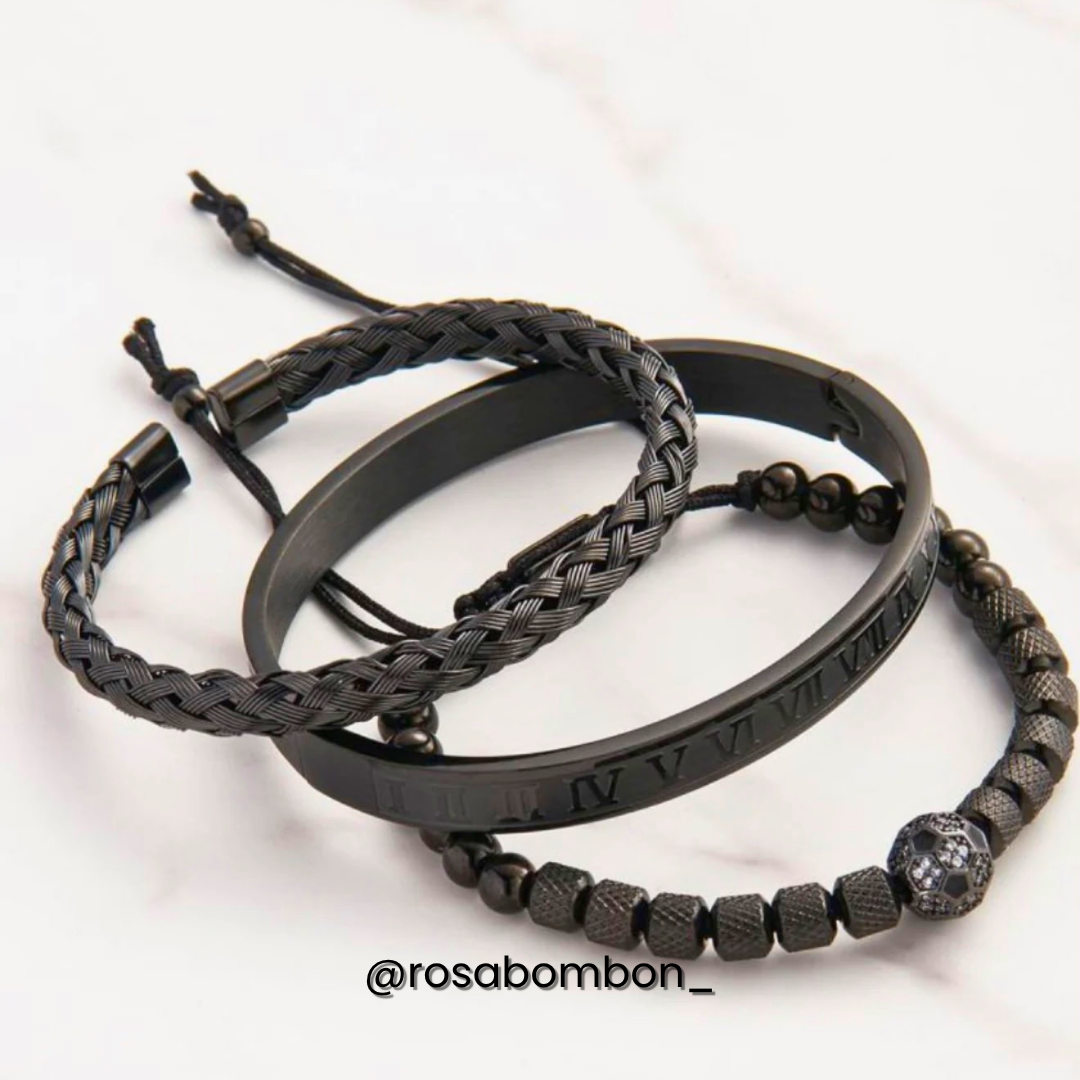 Brazalete Hombre 3pzs Fútbol Negro