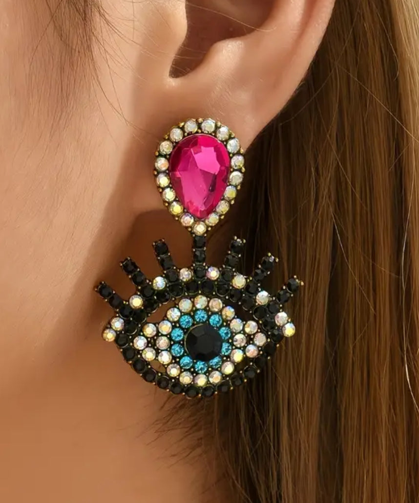 Aretes rosa & Ojo Turco