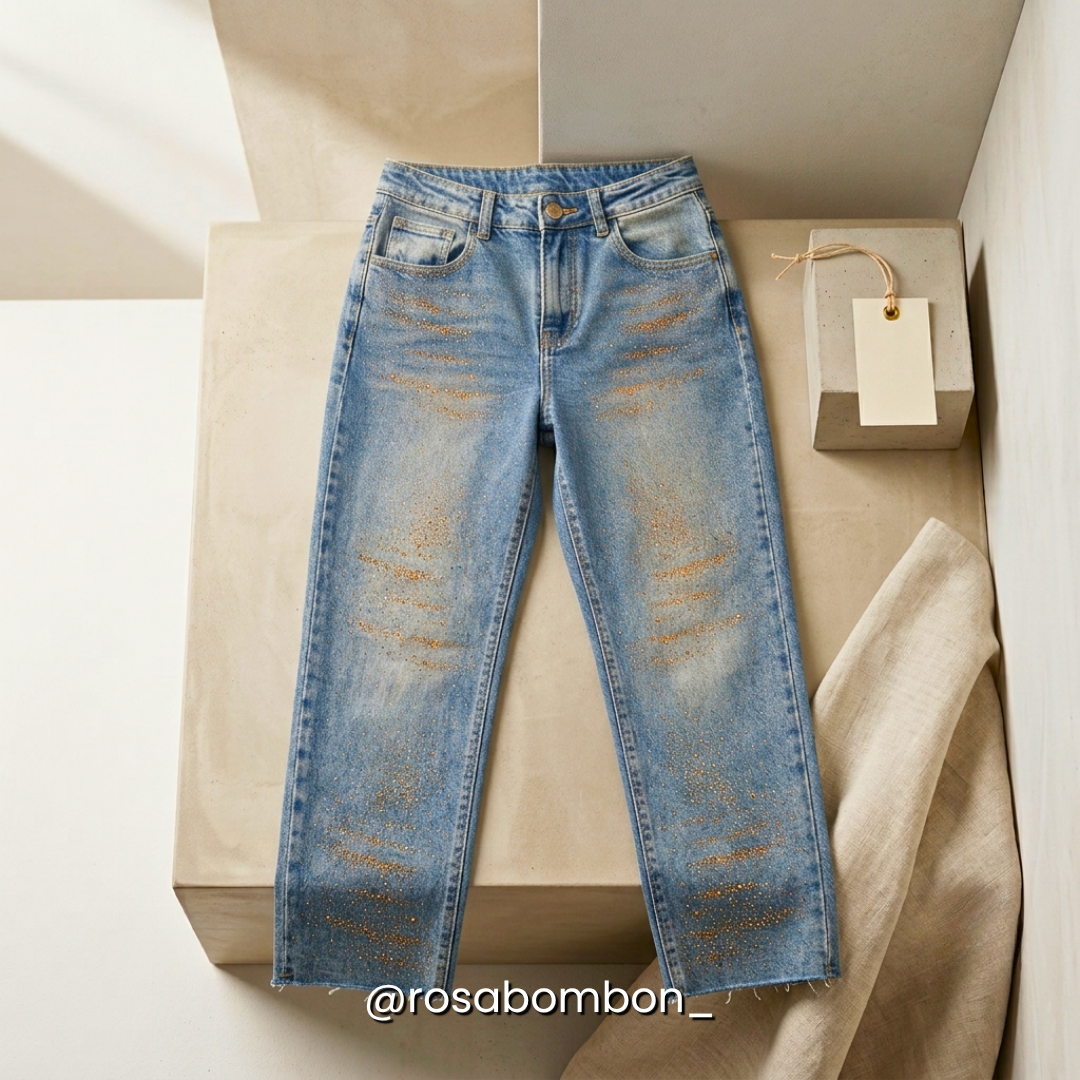 Jeans Piedras Rose Gold