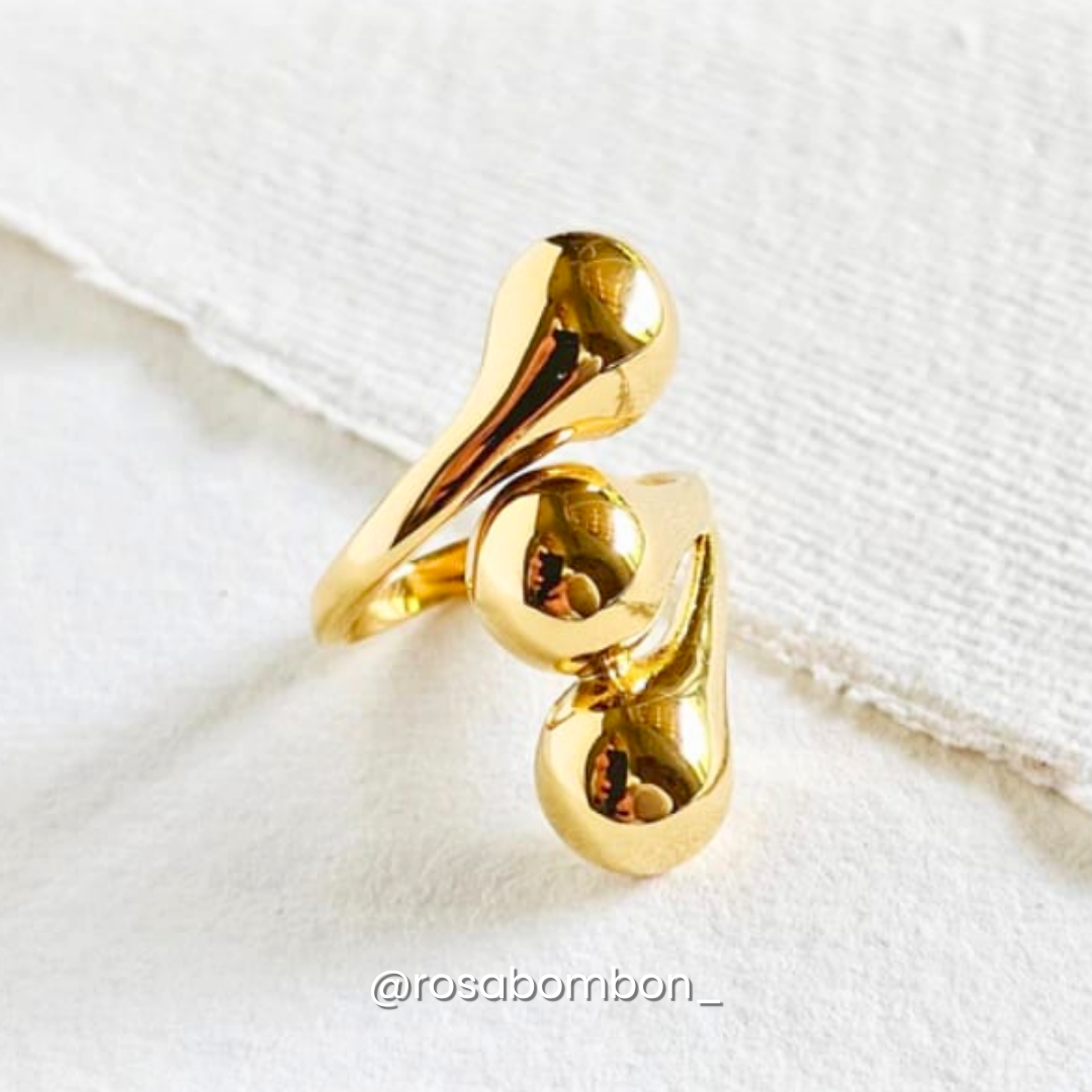 Anillo Dorado Triple Gota