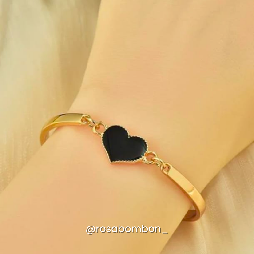 Brazalete Dorado Corazón Negro