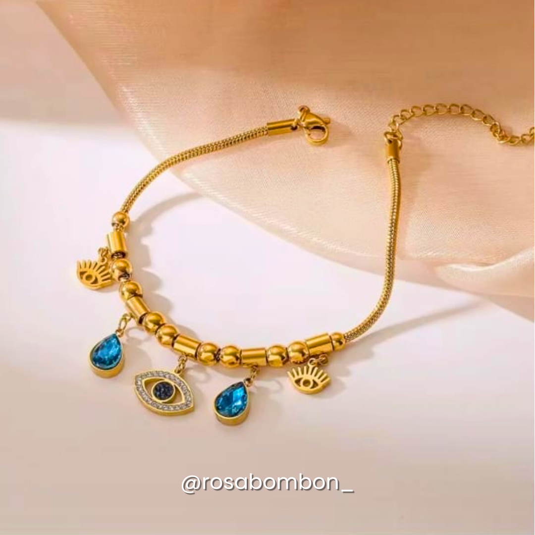 Pulsera Dorada Ojo Turco