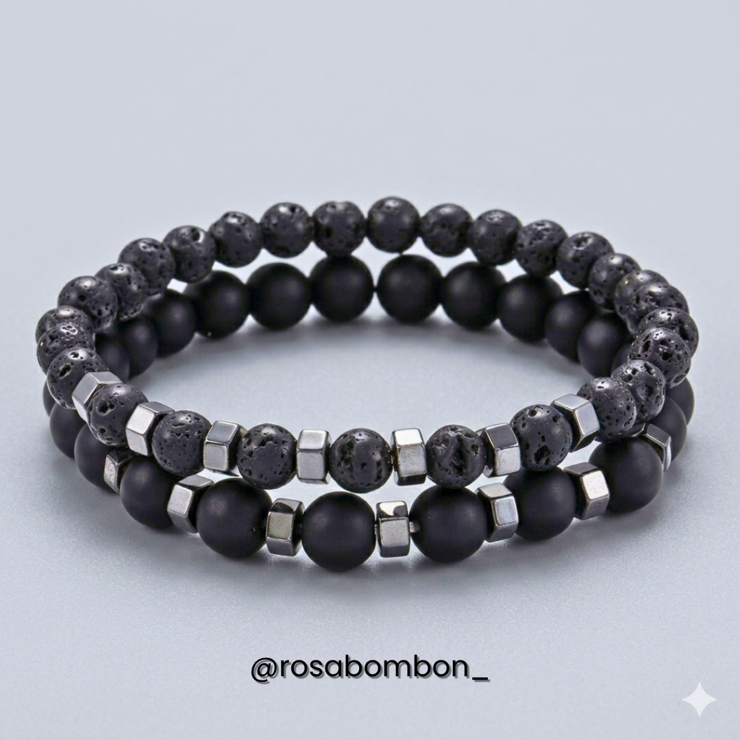 Pulsera Cuentas Negra Hombre