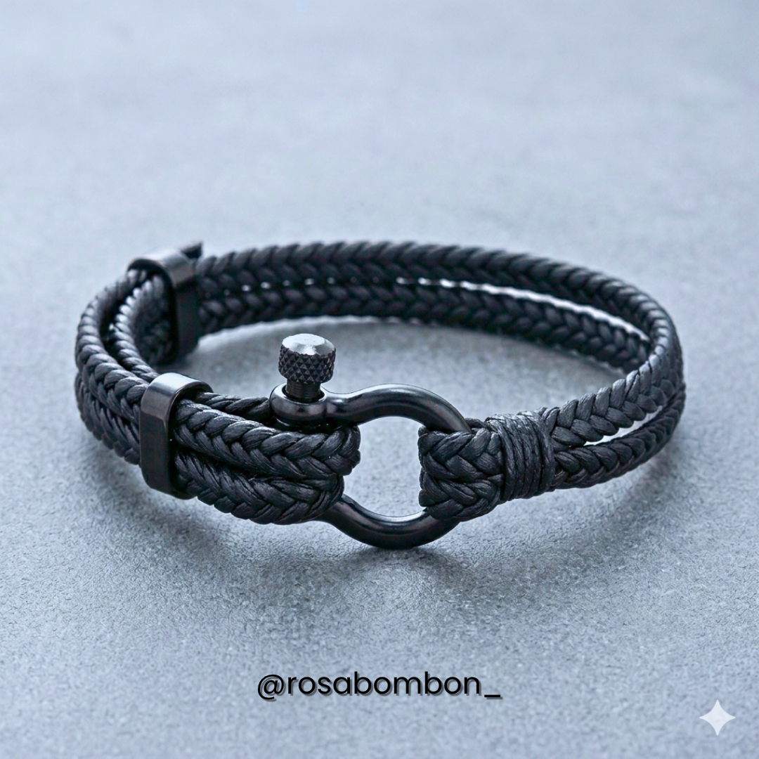 Pulsera Cuerda Negra Hombre