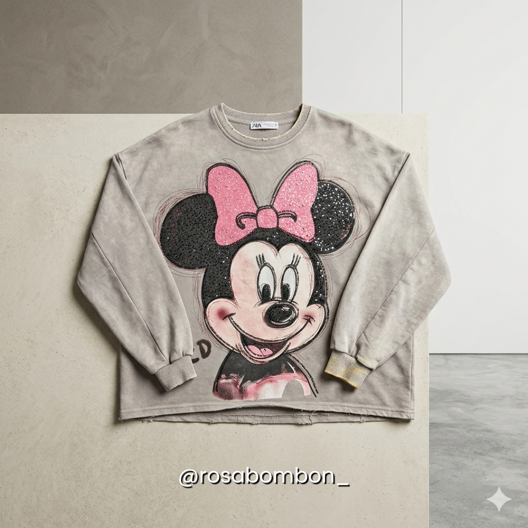 Sudadera Beige Minnie Oversize