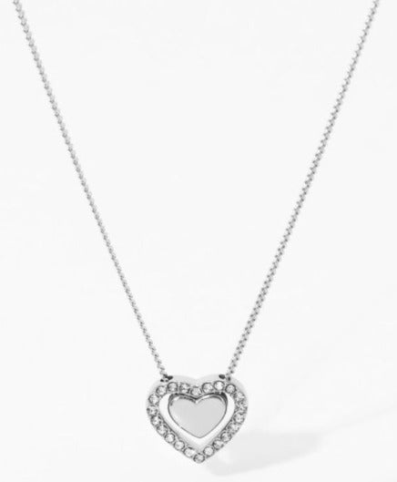 Collar Silver Diamond Heart