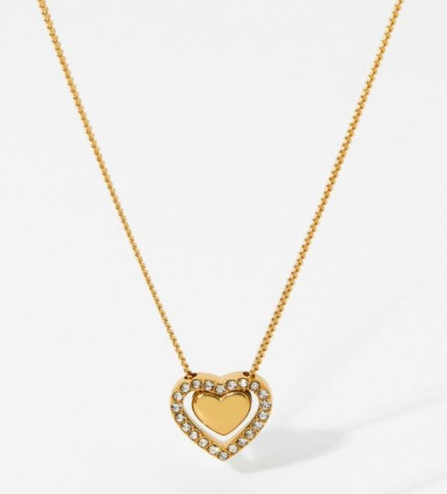 Collar Gold Diamond Heart