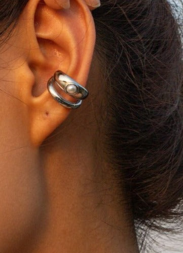 Aretes Plata doble Perlas