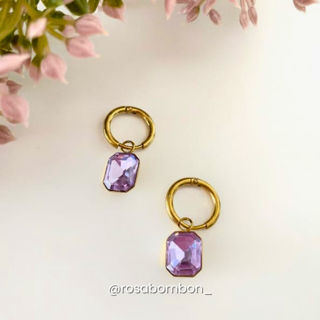 Aretes Pink Square Glass