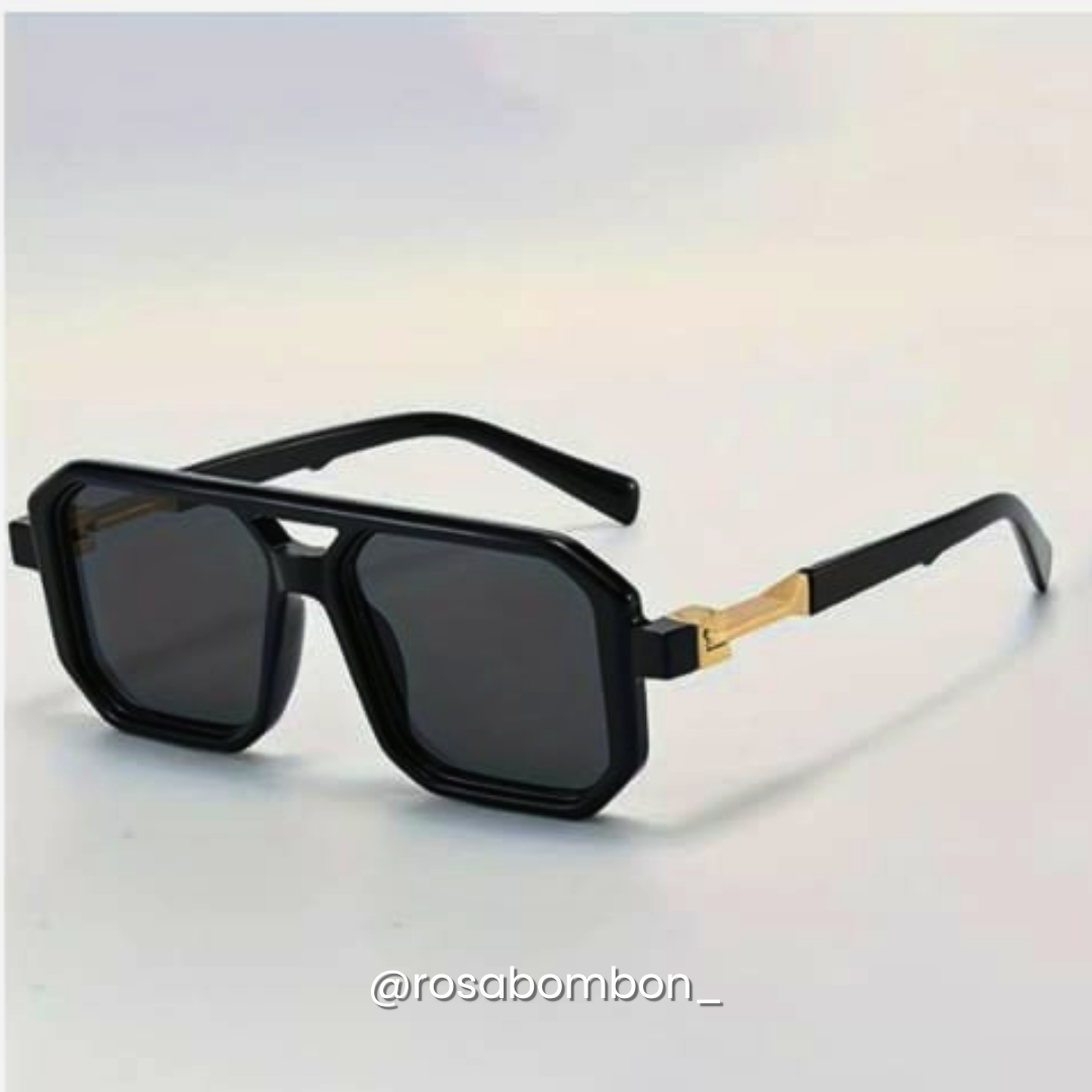 Lentes Negros con Dorado