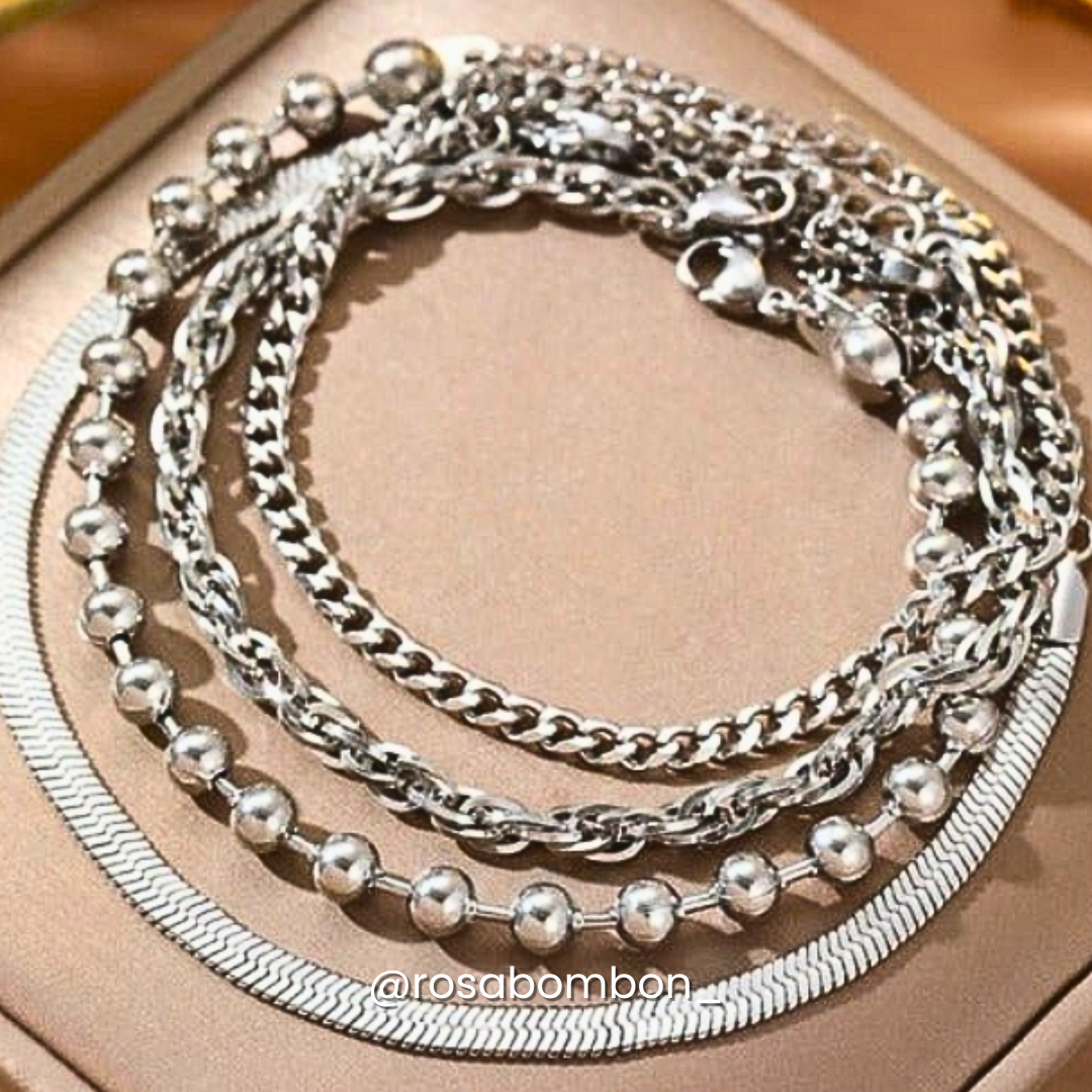Brazalete Silver Multilayer Chain