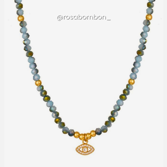 Collar Ojo con Beads Azules