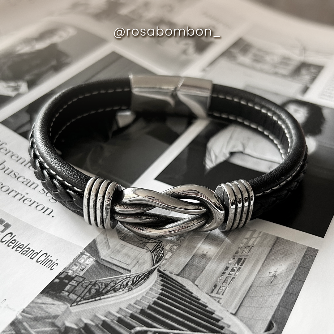 Brazalete hombre negro entrelazado