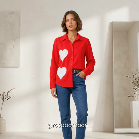 Camisa Roja Corazones