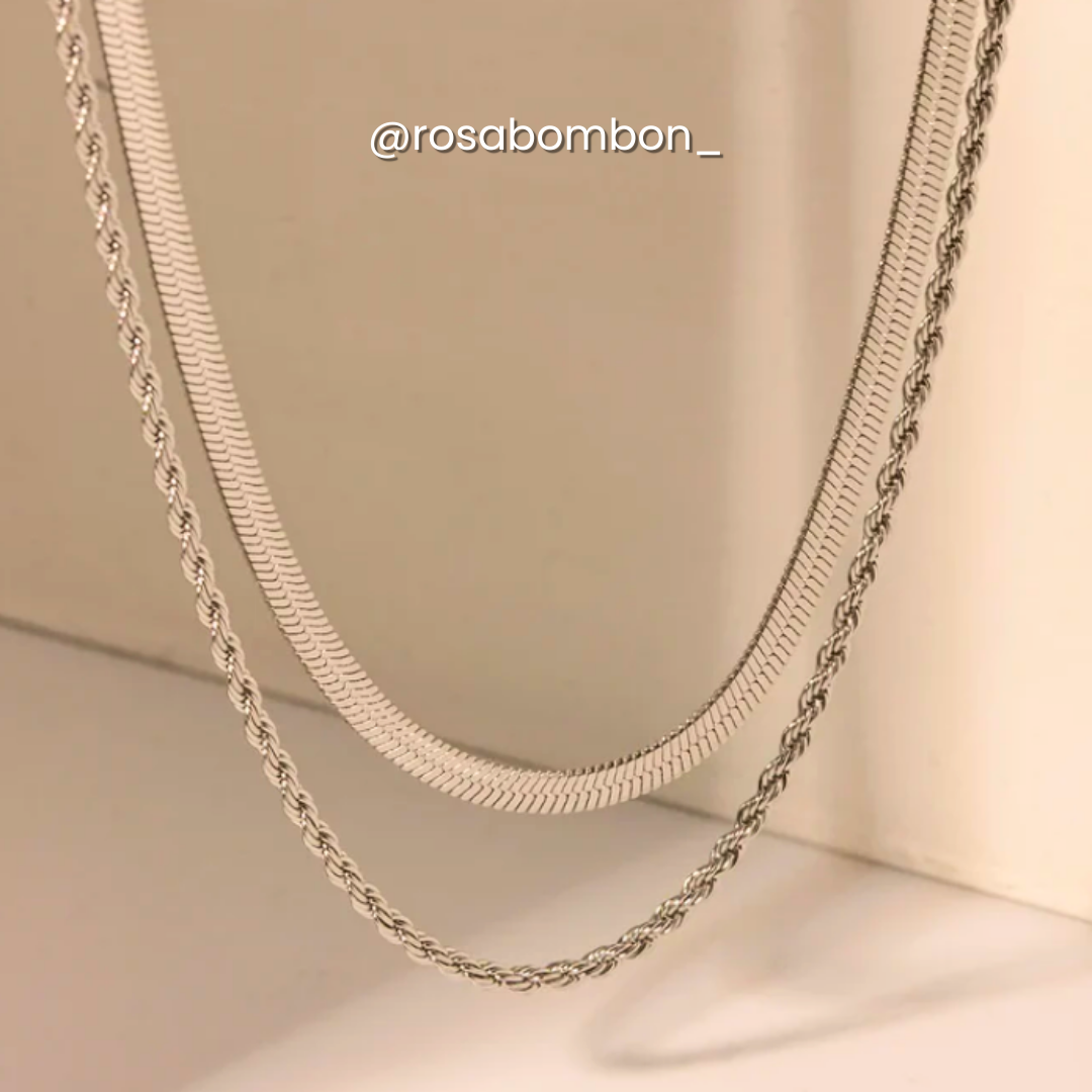 Collar Snake Torsal Plata Doble