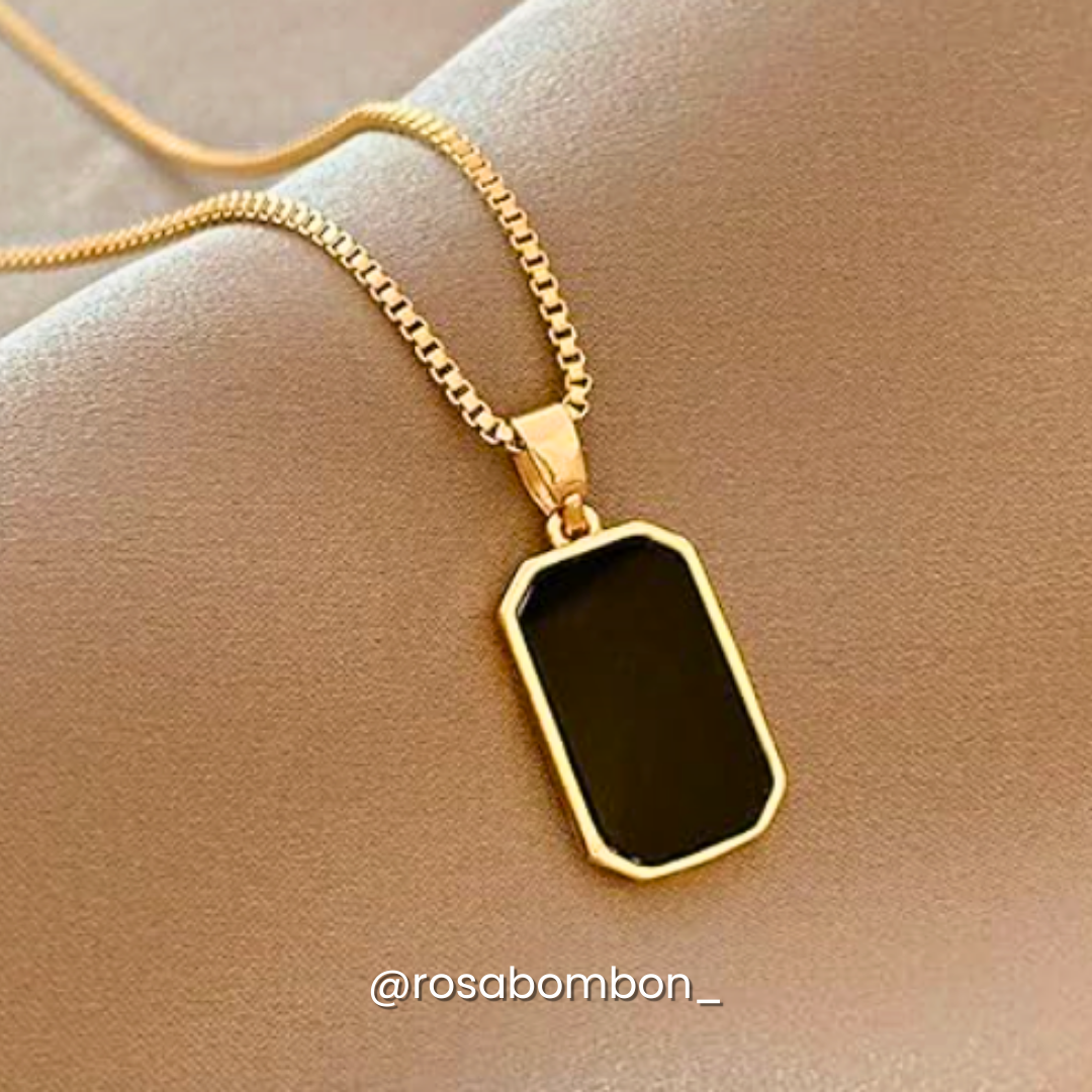 Collar Onyx Negro Rectangular