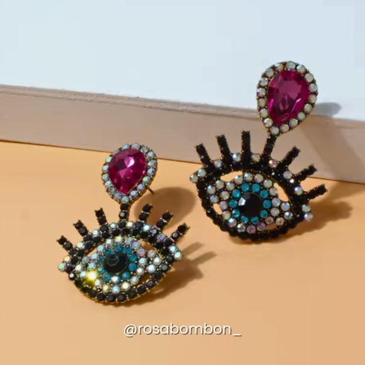 Aretes Rosa & Ojo Turco