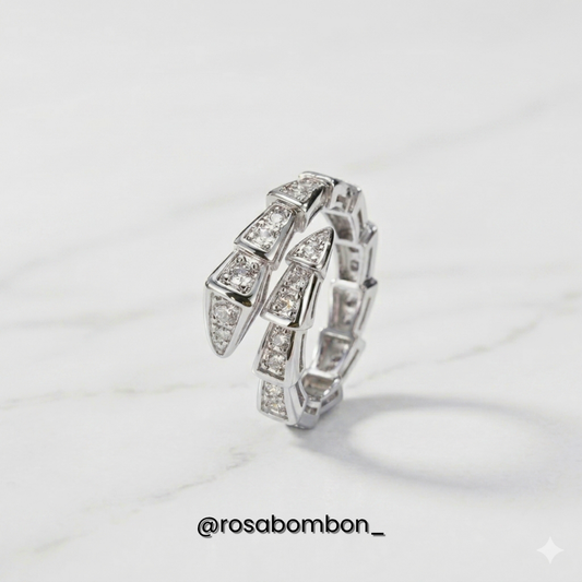 Anillo Snake con Zirconia Plateado
