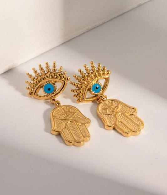 Aretes Dorados Mano Fátima