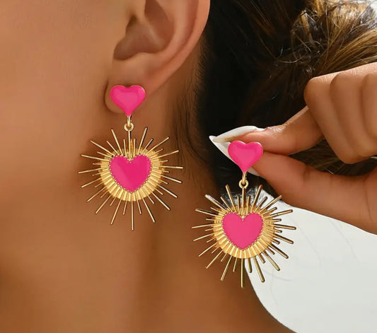 Aretes Corazón Espinas Rosa