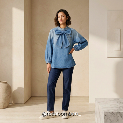 Blusa Denim Ribbon