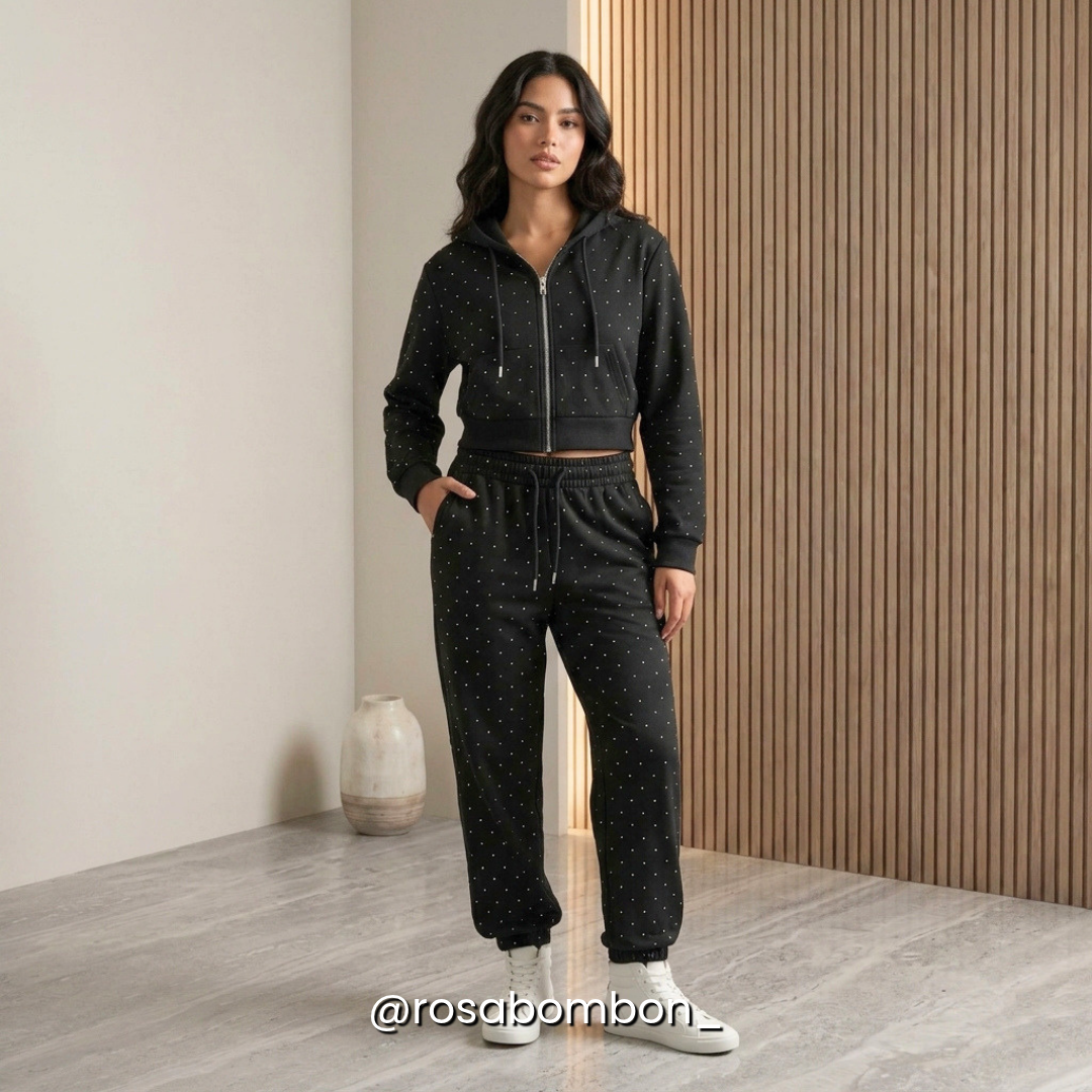 Conjunto Black Crystal Hoodie