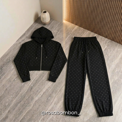 Conjunto Black Crystal Hoodie