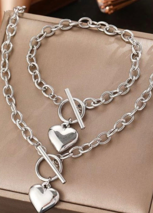 Set Plata Corazones