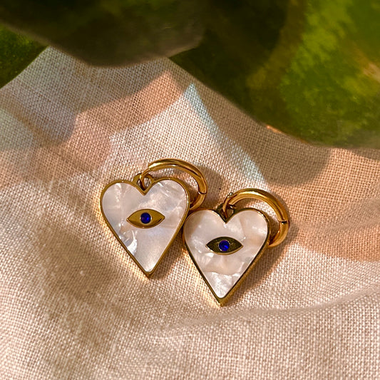 Aretes Shell love eyes - Blanco