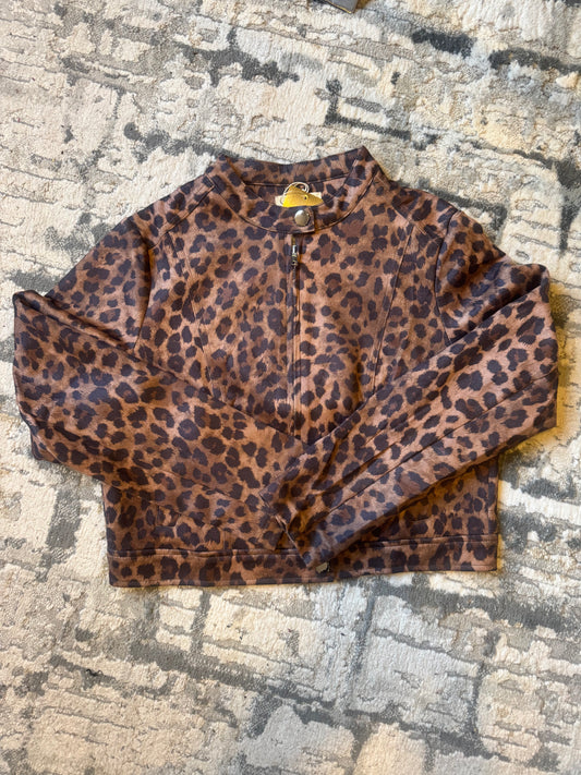 Chamarra Gamuza Animal Print Café