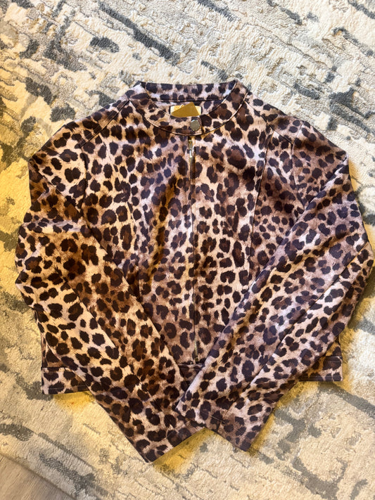 Chamarra Gamuza Animal Print Beige