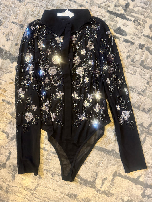Body Negro Lentejuelas