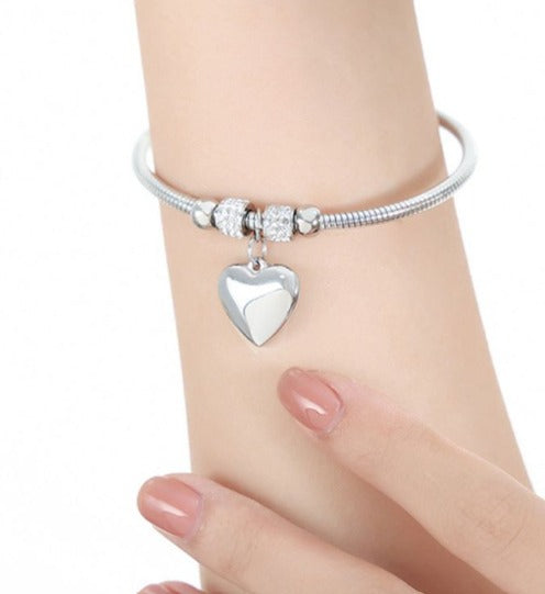 Brazalete Plateado Charms + Zirconias