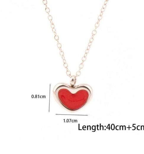 Collar plata corazón rojo