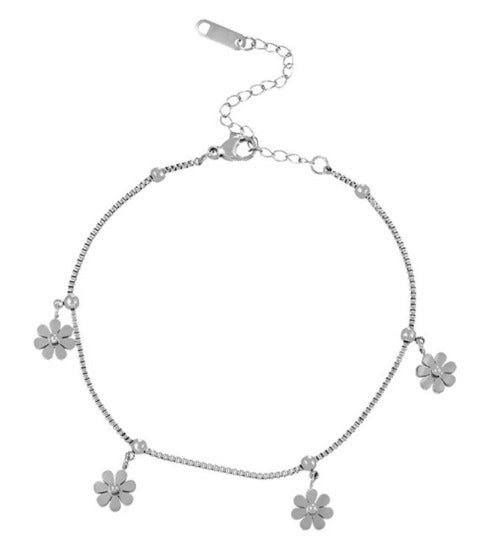Tobillera silver flower