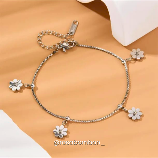 Pulsera Flores Plata