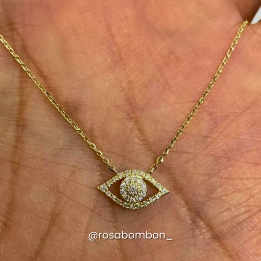 Collar Dorado Ojo con Zirconias