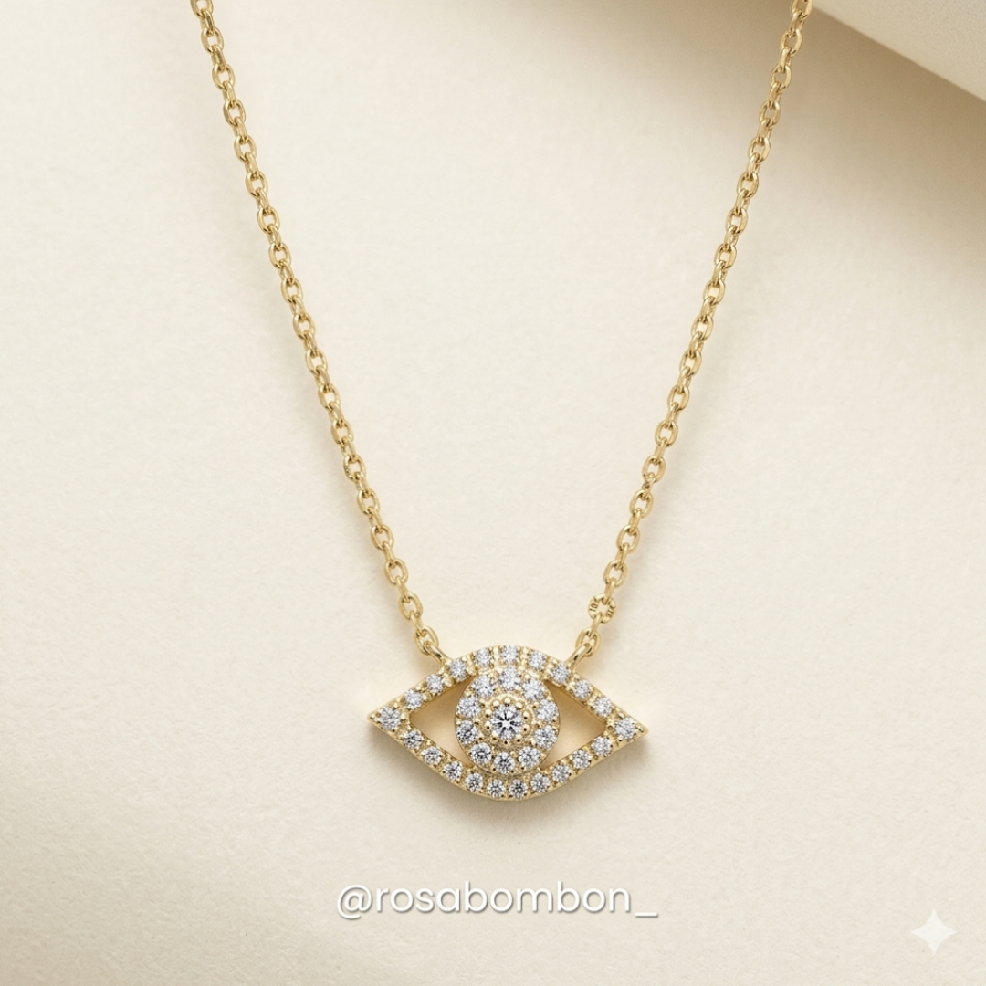 Collar Dorado Ojo con Zirconias