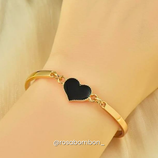 Brazalete Dorado Corazón Negro