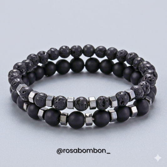 Pulsera Cuentas Negra Hombre