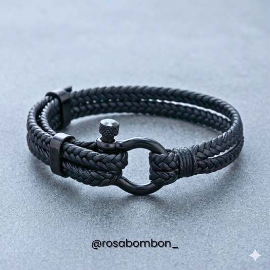 Pulsera Cuerda Negra Hombre