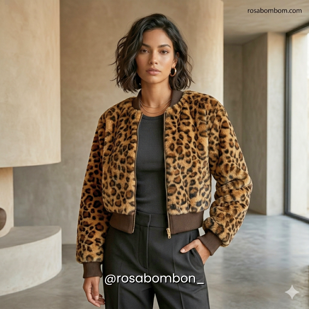 Chamarra Café Animal Print