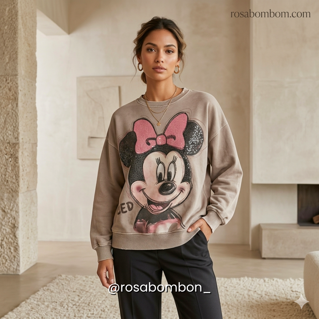 Sudadera Beige Minnie Oversize